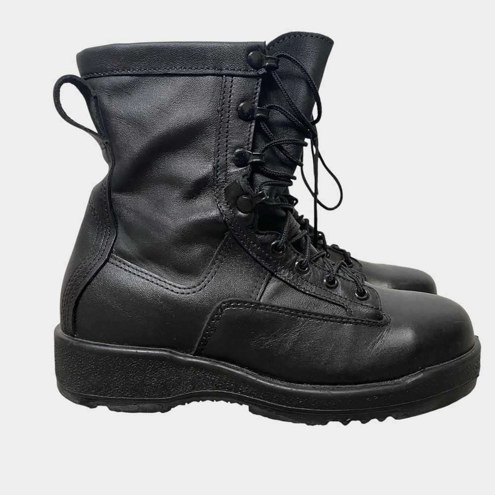 Wellco Military Boots Size 7R Black Leather Safety Flight Deck Steel Toe